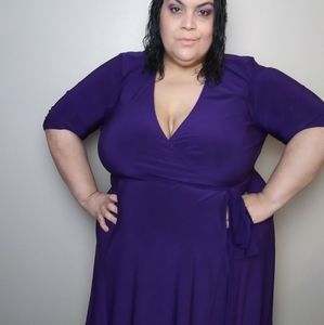 Plus Size Wrap Dress Purple